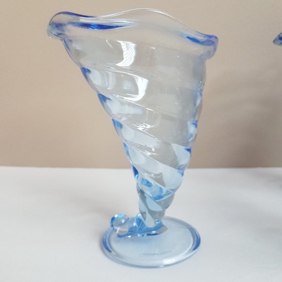 Bormioli 4 ice cream sundae fruit blue glasses. - Picture 7 of 12